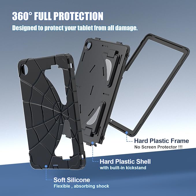 Compatible with Samsung Galaxy Tab A9 Plus 11 inch (SM-X216B)(2023) Tablet CaseLightweight Shockproof Rugged Protective Cover with Kickstand for Kids Children Boys Babies Black