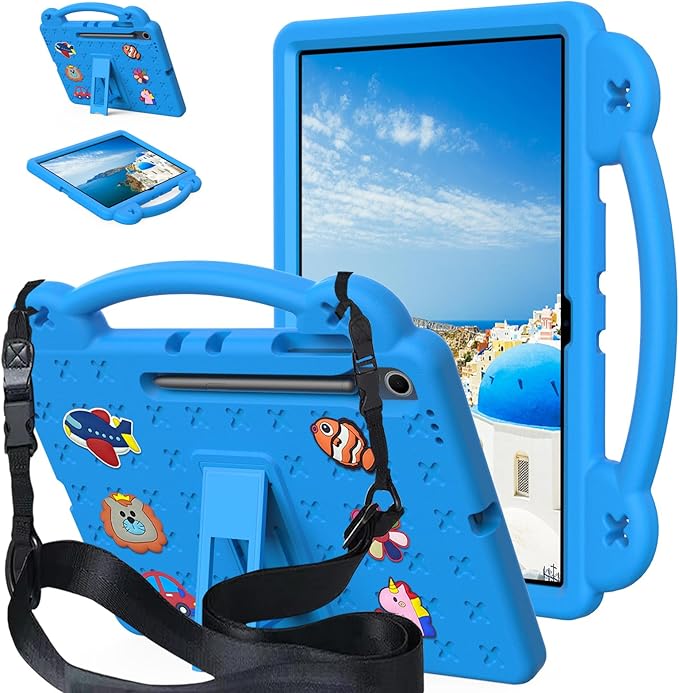 Compatible with Samsung Galaxy Tab S11 X730/X736 2025 11 inch Tablet Case Kids Friendly Universal Lightweight Shockproof Protective Case with Shoulder Strap &amp Stand Handle Sky Blue