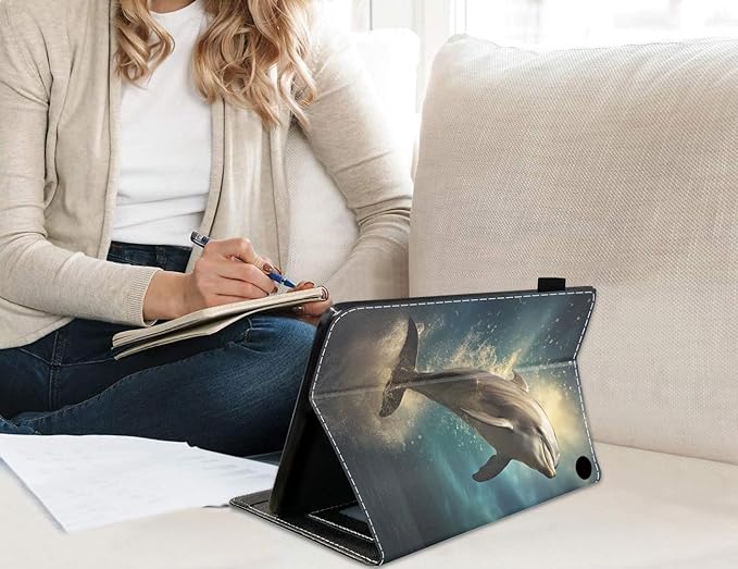 Case for All-New Amazon Fire HD 10 &amp 10 Plus Tablet 10.1 (13th/11th Generation 2023/2021 Release) Slim PU Leather Stand Cover with Card Slot &amp Auto Wake/Sleep Dolphin