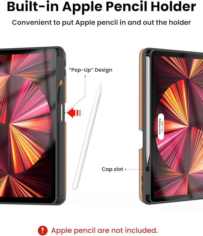 Leather Keyboard Case for iPad Air 5th 4th Generation 10.9 inch Pro 11 1st/2nd/3rd/4th 7 Color Backlight BT Keyboard Folio with Pencil Holder 2022 2021 2020 2018 (Brown)
