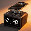 Multifunctional Wireless Charger Wireless Charging Station with Time and Alarm Clock Charging Dock with Bluetooth Speaker 15W Wireless Fast Charging All-in-One Charging BaseS31 Black.