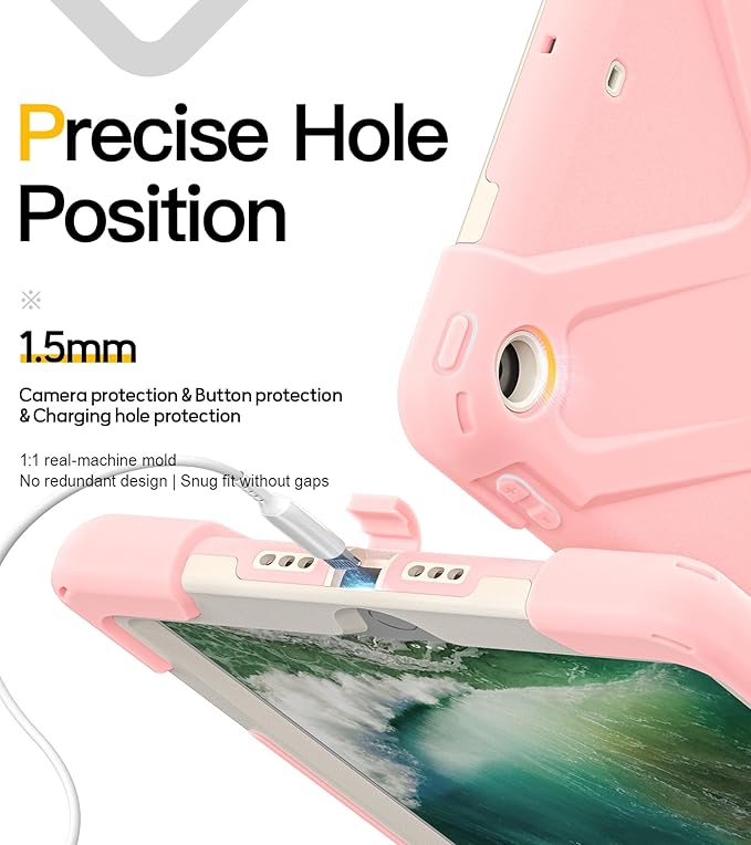 BRAECN Case for iPad 6th/5th Generation 9.7 inch 2018/2017 Protective Heavy Duty Shockproof Cover for Kids/Adults 360° Rotating Hand Strap/Stand &amp Detachable Shoulder Strap Sakura Pink