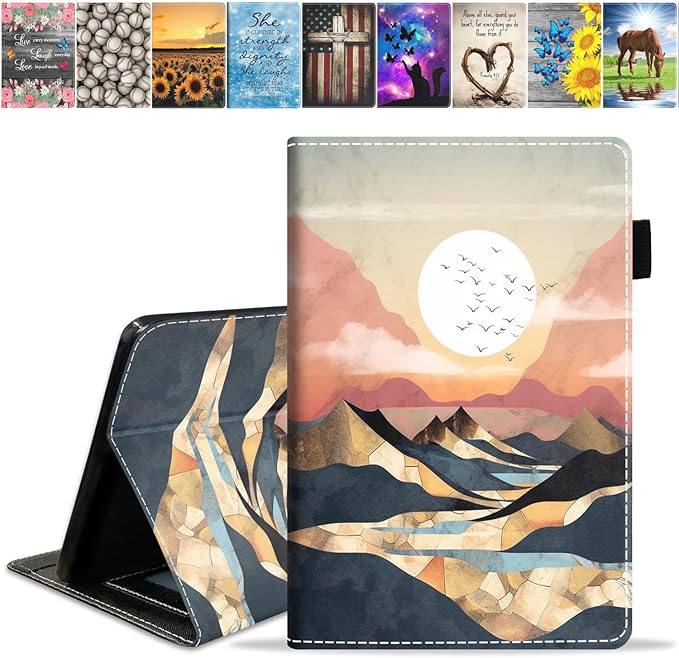 Case for All-New Amazon Kindle Fire HD 10 &amp 10 Plus Tablet (13th/11th Generation 2023/2021 Release) 10.1 - Premium PU Leather Stand Cover with Smart Auto Wake Mountain Sunrise