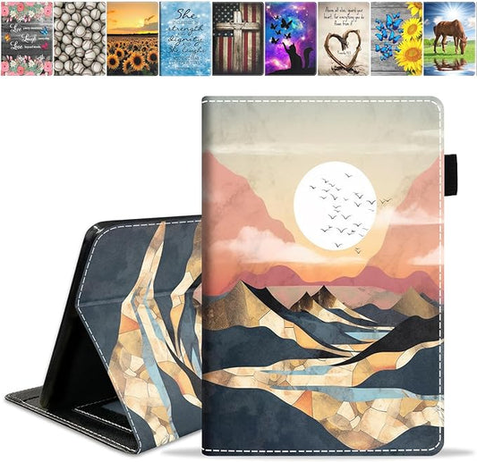 Case for All-New Amazon Kindle Fire HD 10 &amp 10 Plus Tablet (13th/11th Generation 2023/2021 Release) 10.1 - Premium PU Leather Stand Cover with Smart Auto Wake Mountain Sunrise