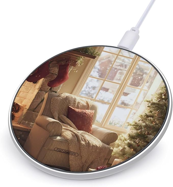 Christmas Snowflakes Winter Sunlight Phone Charger Magnetic Charging Pad Anti-Slip with USB Cable
