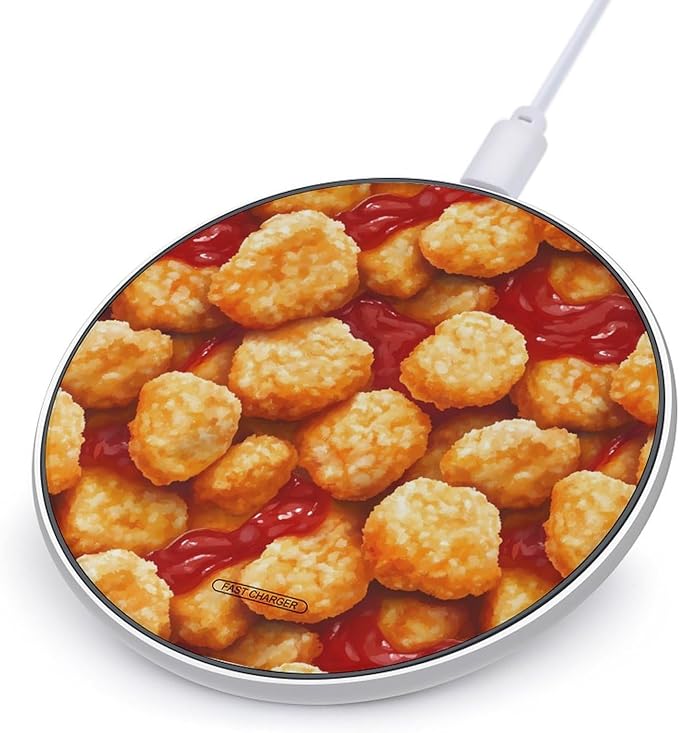 Chicken Nuggets Ketchup Wireless Charger Anti-Slip Wireless Charging Pad Slim Charger Mat for Men Women