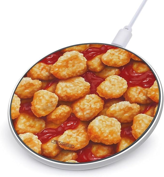 Chicken Nuggets Ketchup Wireless Charger Anti-Slip Wireless Charging Pad Slim Charger Mat for Men Women