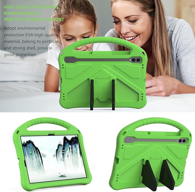 Case for Samsung Galaxy Tab S10 Lite/S10 FE/S9 FE (10.9'') Kids EVA Protective Cover with Stand Handle Green