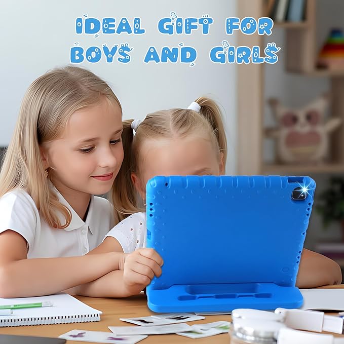 for iPad Pro 13 inch Case 2024 Shockproof Kids iPad 13 Pro Case Protective Cover for iPad Pro 13 M4 with Pencil Holder Anti-Slip Handle Stand Blue