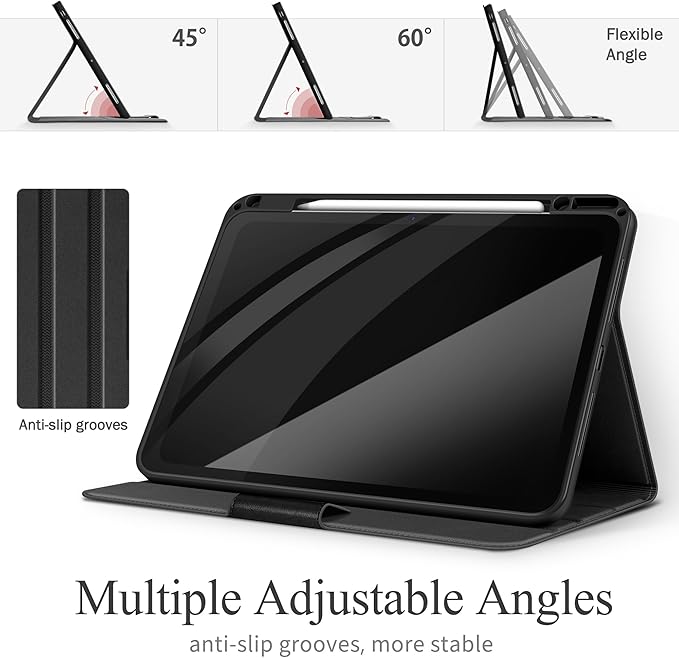 auaua Case for iPad Pro 13 Inch (M5/M4) 2025/2024 with Pencil Holder and Pocket Multiple Viewing Angles Magnetic Closure Auto Sleep/Wake (Black)