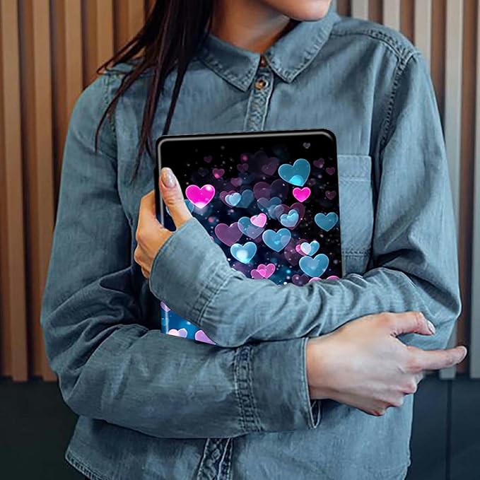 Case for Kindle Fire HD 8 Tablet (8th/7th/6th Generation 2018/2017/2016 Release) Colorful Heart Shape Theme 360 Degree Rotating Stand Protective Cover with Auto Sleep/Wake for HD 8 Tablet