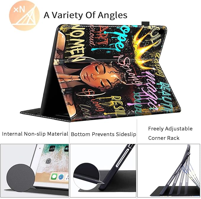Case for All-New Amazon Kindle Fire HD 8 &amp 8 Plus Tablet (12th Generation/10th Generation 2022/2020 Release) 8Durable Shockproof Protective CoverAfrican American Women Afro Black Girl with Crow