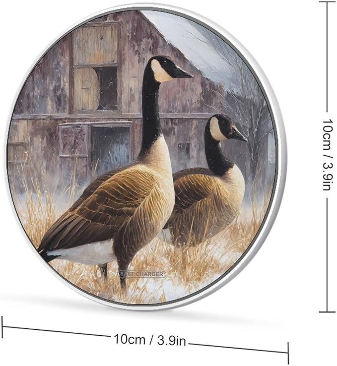 Geese Winter Barn Snowy Scene Phone Charger Magnetic Charging Pad Anti-Slip with USB Cable