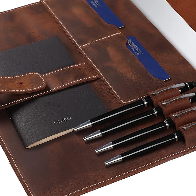 Londo Genuine Leather Tablet Cover for 11-Inch iPad Air iPad Pro 11 iPad – Case with Two Card Slots &amp Leather Pen/Apple Pencil Holders