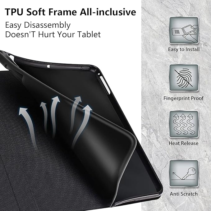 Case for iPad Pro 13-inch (M4) 2024 Slim PU Leather Folio Stand Cover for iPad Pro 13 Inch M4(2024) with Auto Wake/Sleep Durable Protection Three Horses