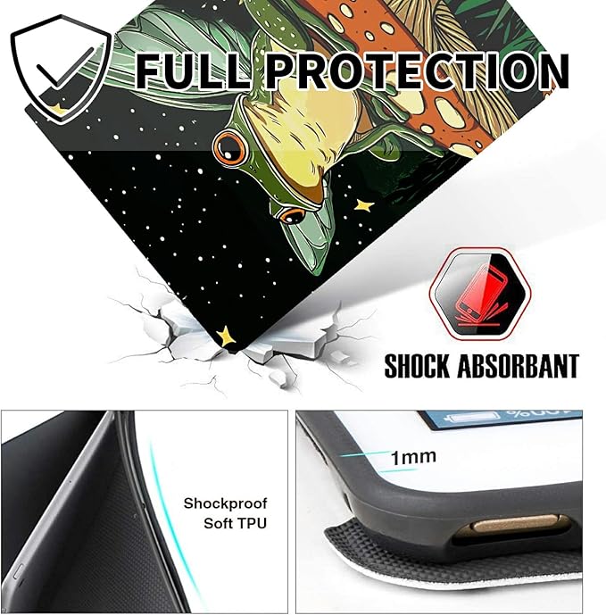 Case for iPad Air 13 Inch (M3/M2) 2025/2024/iPad Pro 12.9 Inch 2022/2021/2020 PU Leather Shockproof Stand Protective Cover with Auto Wake/SleepCartoon Frog Mushrooms