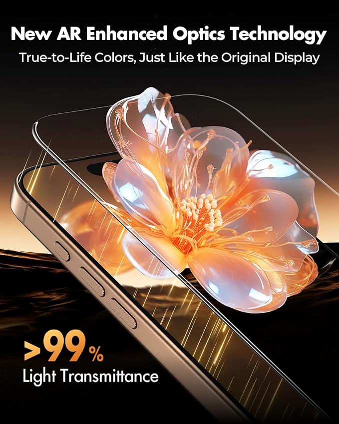 UNBREAKcable 2 Pack for iPhone 16 Pro Max Screen Protector AR Anti Reflection 9H+ Tempered Glass Anti-Glare Enhanced Clarity Anti-Blue Light Polishing Cloth Included