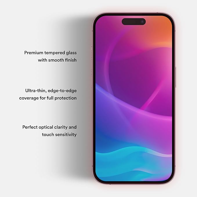 BodyGuardz Red Light Converter Screen Protector – Passive Red Light Therapy for Face - Promotes Better Sleep Healthier Skin Reduced Eye Strain – 9H Tempered Glass Easy Install (iPhone 16 Plus/15 Pl