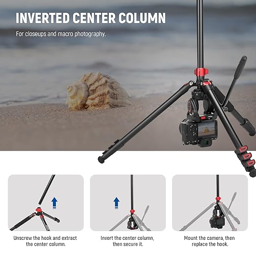NEEWER 72 Fluid Head Video Tripod Monopod Aluminum Alloy QR Plate Compatible with DJI RS Gimbal 360° Pan &amp +90°/-70° Tilt for DSLR Camera Camcorder Max Load 13.2lb/6kg TP72A