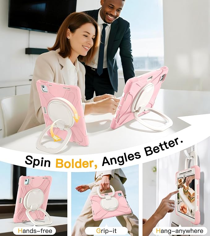 BRAECN for iPad Air 11 Inch Case M4 2026/M3 2025/M2 2024 iPad Air 10.9 5th/4th Gen iPad Pro 11 4th/3rd/2nd/1st Kids Cover with Screen Protector Pencil Holder Shoulder Strap Handle &amp Kickstan