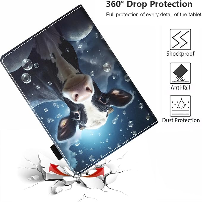 Case for All-New Amazon Fire HD 10 &amp 10 Plus Tablet 10.1 (13th/11th Generation 2023/2021 Release) Slim PU Leather Stand Cover with Card Slot &amp Auto Wake/Sleep Cute Cow