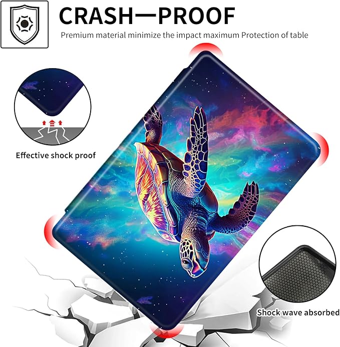 Case for Samsung Galaxy Tab S10 FE 10.9 2025/S9 FE 10.9 Inch/S9 11 Inch 2023 with S Pen Holder360 Degree Rotating Stand PU Leather Cover with Auto Wake/SleepArt Turtle