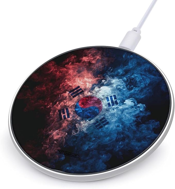 South Korean Flag Fast Portable Charger 10W Funny Graphic Phone Charging Pad with USB Cable