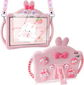 VOFUOE for iPad 10th Generation Case 10.9 Inch 2022 Kids Girls for iPad A16 Case 11th Generation 2025 with Screen Protector Shoulder Straps Handle Cute Rabbit Soft Silicone Tablet Cover-Pink