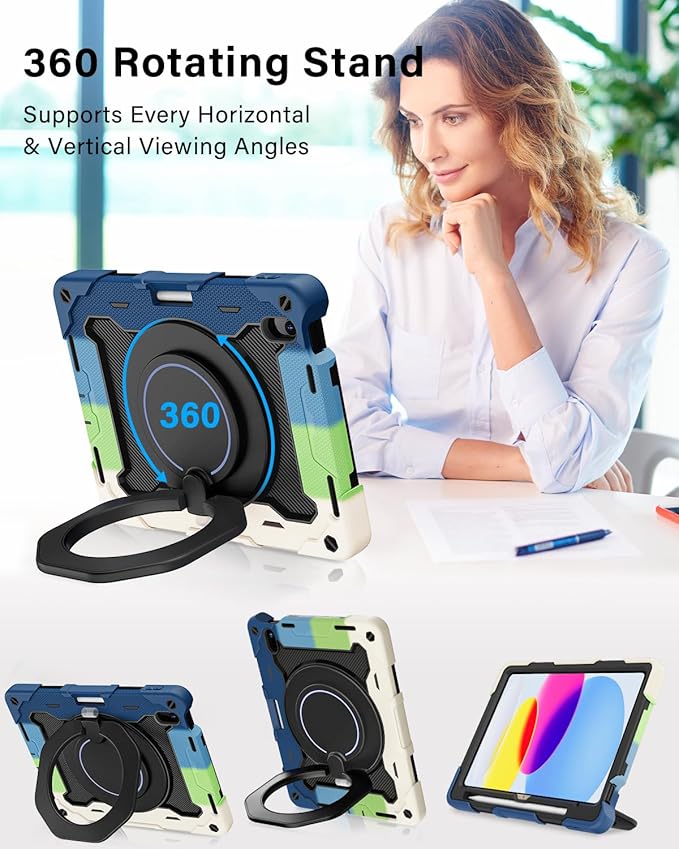 ROISKIN Case for iPad A16 11th Generation 11 Inch 2025 iPad 10th Generation Case 10.9 for Kids with Screen Protector360 Kickstand &amp HandlePen HolderShoulder StrapHeavy Duty Drop Protection