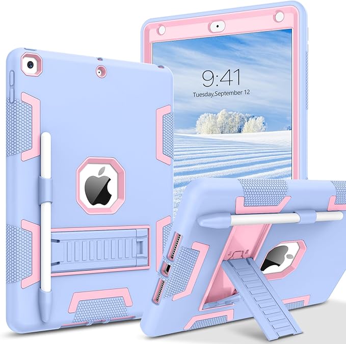 BENTOBEN for iPad 9th Generation Case iPad 8th Generation Case iPad 7th Gen Case iPad 10.2 2021/2020/2019 Case 3 in 1 Heavy Duty Rugged Protective Cover with Stand Pen Holder Light Blue