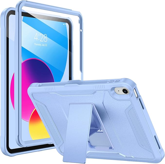 Soke Case for iPad (A16) 11th Generation 11-inch 2025 iPad 10th Generation 10.9-inch 2022 with Built-in Screen Protector and Kickstand Rugged Full Body Protective Cover - Light Blue
