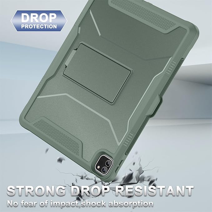 Soke Case for iPad Pro 12.9 Inch 6th/5th/4th Generation(2022/2021/2020 Release) Rugged Shockproof Protective Cover with Built-in Kickstand for Apple iPad Pro 12.9 - Calke Green