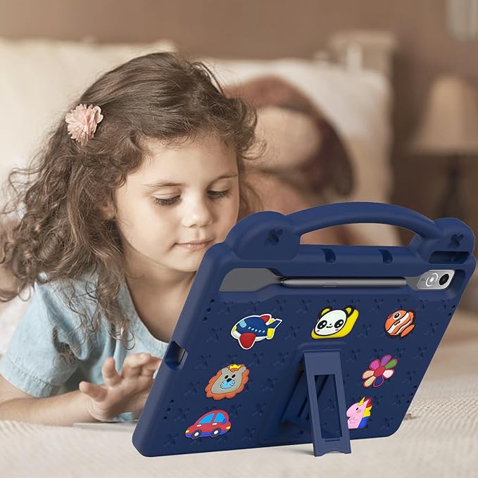 Compatible with Lenovo Tab P12 12.7 inch(2023) Tablet Case Lightweight Shockproof Protective Case with Shoulder Strap &amp Stand Handle for Girl Kid Gift - Navy Blue