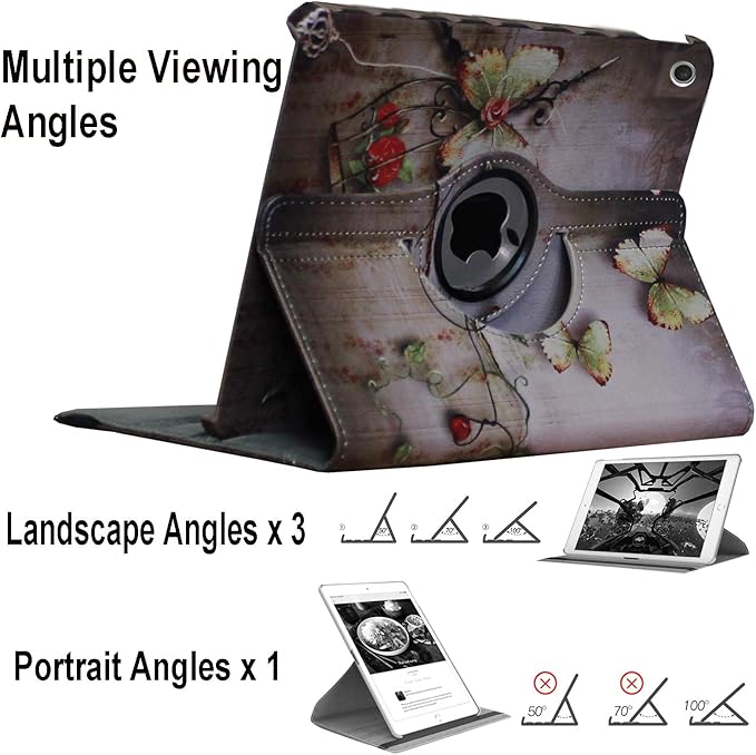 Case for iPad A16 11-inch (11th Gen 2025) for 2022 iPad 10th Generation 10.9 inch Rotating Stand Smart Magnetic Cover for Model A3354 A3355 A3356 A2696 A2757 A2777 (Butterfly Flower)