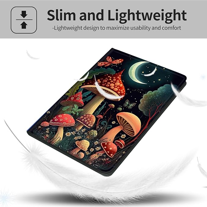 for iPad Air 13 Inch Case M3/M2 2025/2024for iPad Pro 12.9 Case 2022/2021/2020 6th/5th/4th GenPU Leather Slim Standing Smart Cover with Auto Sleep/WakeNight Sence Mushrooms
