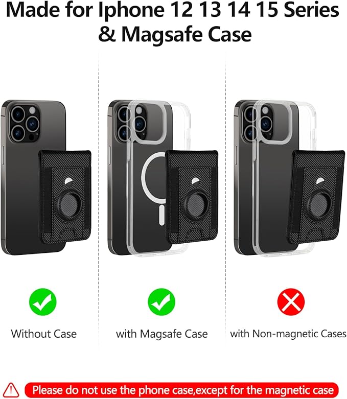 ExtreLife for Magsafe Wallet with Airtag Holder Magnetic Wallet for iPhone 17/16/15/14/13/12 Series 9-Card Holder Open ID Window Adjustable Stand RFID Blocking Black Carbon Fiber