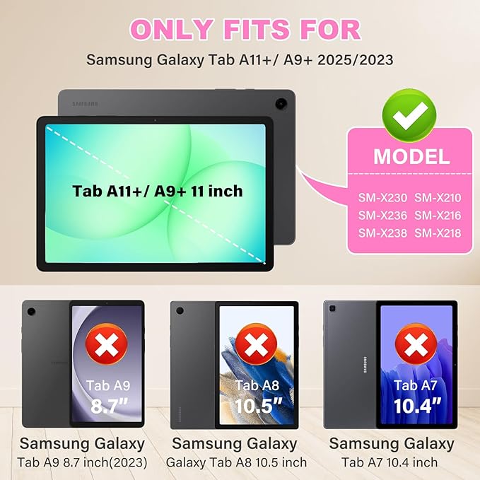 Case for Samsung Galaxy Tab A11+ Plus/ A9+ 11 inch 2025/2023 with Screen ProtectorUnicorn Stand Shoulder StrapShockproof for Galaxy Tab A11 Plus/A9 Plus Tablet Case Kids Girls (Purple)