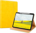 VIKESI Case for iPad Pro 13 (M4) 2024 Leather Stand Cover with Apple Pencil Holder Auto Wake/Sleep Multiple Viewing Angles Built in Hand Strap &amp Pocket Yellow