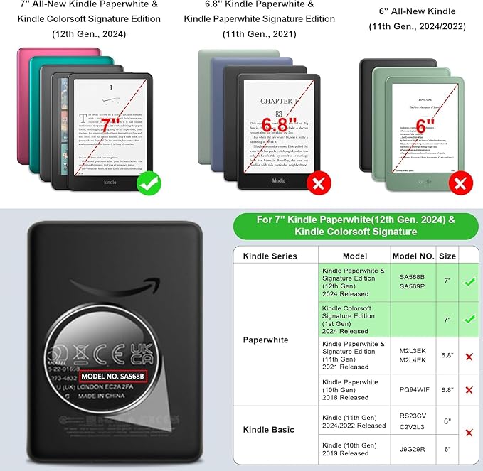 Case for All-New 7 Kindle Paperwhite 12th Generation 2025/2024 &amp Kindle Colorsoft Signature Edition 2024 Auto Wake/Sleep Stylus Holder Flip Wallet Leather Cover Maple Leaf