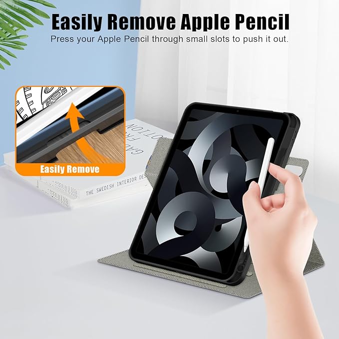 Case for iPad 10th Generation 10.9 inch 2022 with Pencil Holder PU Leather ipad 11th A16 11inch Smart Cover Model: A2696 /A2757 / A2777 Auto Sleep/WakeGray