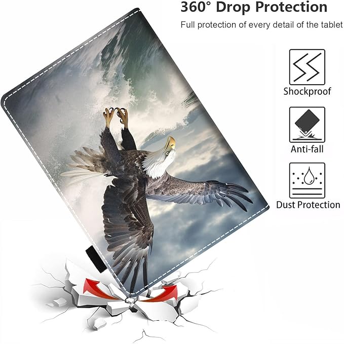 Case for All-New Amazon Fire HD 10 &amp 10 Plus Tablet 10.1 (13th/11th Generation 2023/2021 Release) Slim PU Leather Stand Cover with Card Slot &amp Auto Wake/Sleep Bald Eagle