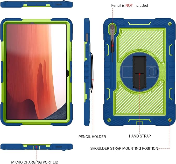 Tablet Case Compatible with Samsung Galaxy Tab S10 FE Plus 13.1 Inch 2025 Model (SM-X620/X626) CaseHeavy Duty Shockproof Rugged Protection Cover Stand &ampHand Strap+Shoulder Strap(Green)