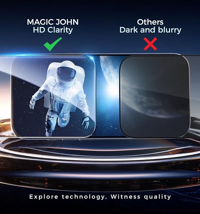 MAGIC JOHN 3rd Gen Upgraded for iPhone 16 Pro Screen Protector 6.3 Inch HD Clear Shatterproof Tempered Film Auto Dust-Elimination Bubble Free Easy Installation 2 Pack