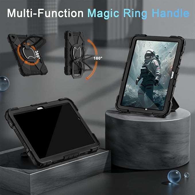 Case for Samsung Galaxy Tab A11+/A9+ Plus 11 Inch with Screen Protector/Rotating Stand/Pen HolderMilitary Grade Shockproof Cover for Galaxy Tab A11 Plus /A9 Plus CasesBlack