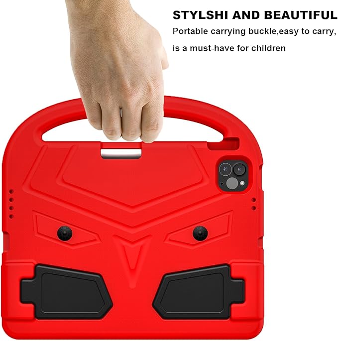 Kids Case for Apple iPad Air 11 inch M3/M2 &amp iPad Pro 11 inch M5/M4 (2025/2024) with Pencil Holder/Handle/Kickstand Lightweight Soft EVA Foam Shockproof Stand Girls Boys Cover Red Bird