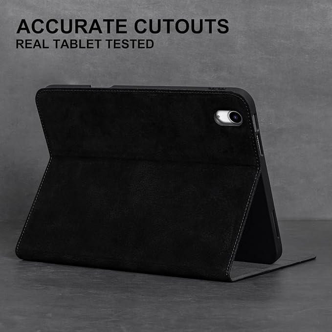 Gexmil Leather Case for iPad (A16) 11th Generation 11 Inch 2025 iPad 10th Generation 10.9 Inch 2022Protective Cover with Pencil HolderMagnetic ClosureAuto Sleep/WakeSanded Black