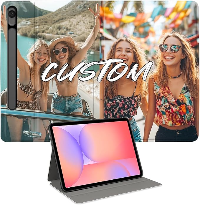 Custom Photo Personalized Flip Case for Samsung Galaxy Tab S9 FE 11 inch(2023)Model Code: SM-X510/X516B Samsung Galaxy Tablet Customized Picture Text Leather Stand Cover Protective Case