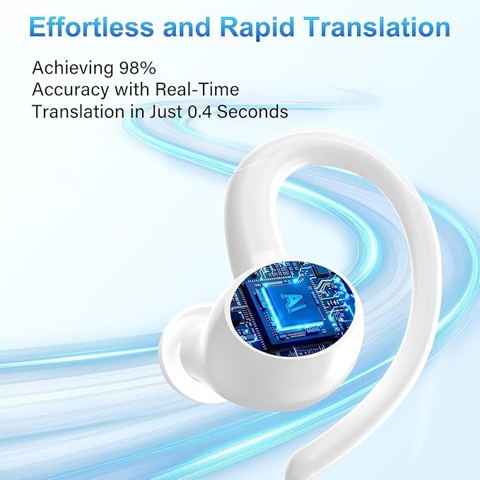 AI Translation Earbuds Real Time 164 Language Translator Earbuds 3-in-1 Bluetooth 5.4 Translation Headphones with 5 Translation Modes 48H AI Ear Buds Translator Device for Learning/Business White