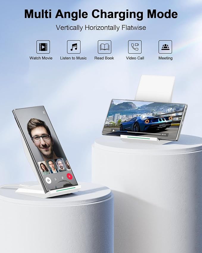 NANAMI Fast Wireless Charger Charging Stand[with 20W PD Charger] 7.5W for iPhone 17/17 Pro/17 Pro Max/16/15/14/13/12 10W Phone Charger Dock for Samsung Galaxy S26/S26+/S25/S25+/S25 ultra/S24/S23