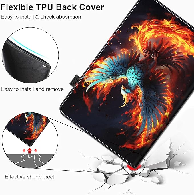 Case for All-New Amazon Fire HD 10 and 10 Plus Tablet (13th/11th Generation 2023/2021 Release) 10.1 - Slim Fit Standing Cover with Auto Sleep/WakeFlaming Phenix